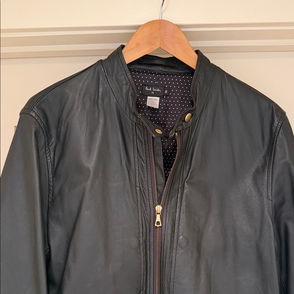 Paul Smith PS Black Lamb Leather Jacket Mens M Moto Zip Designer - Picture 4 of 11